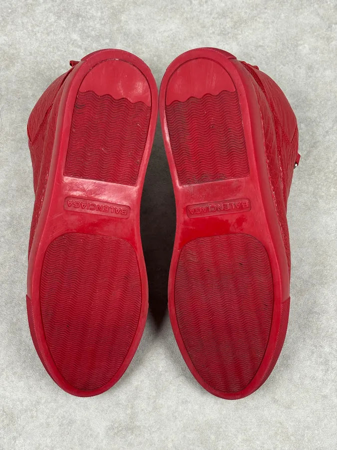Balenciaga Red Cracked Leather Arena High Sneakers ntQwjOt 13