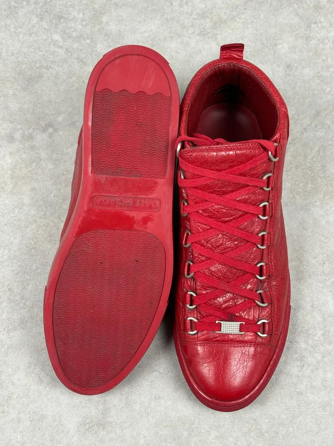 Balenciaga Red Cracked Leather Arena High Sneakers ntQwjOt 12