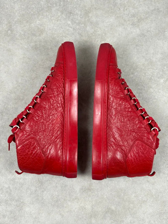 Balenciaga Red Cracked Leather Arena High Sneakers ntQwjOt 11