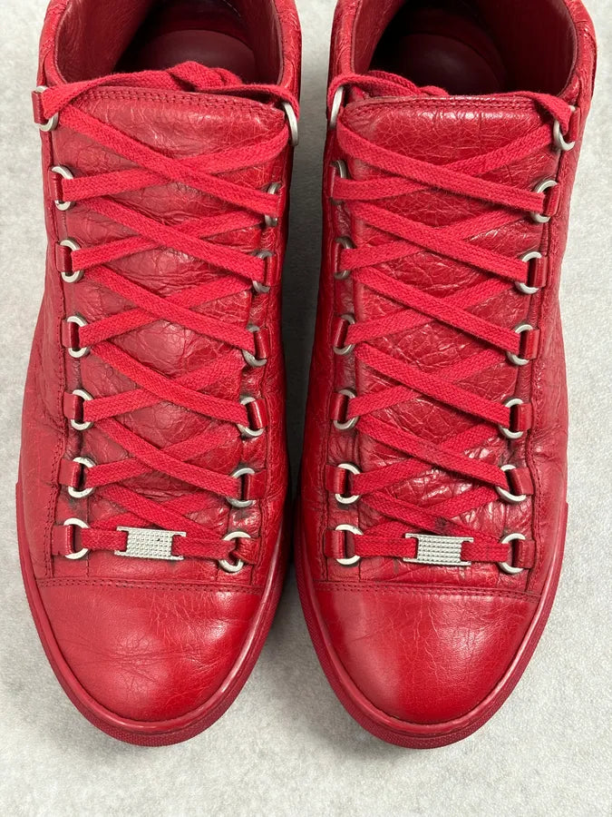 Balenciaga Red Cracked Leather Arena High Sneakers ntQwjOt 7