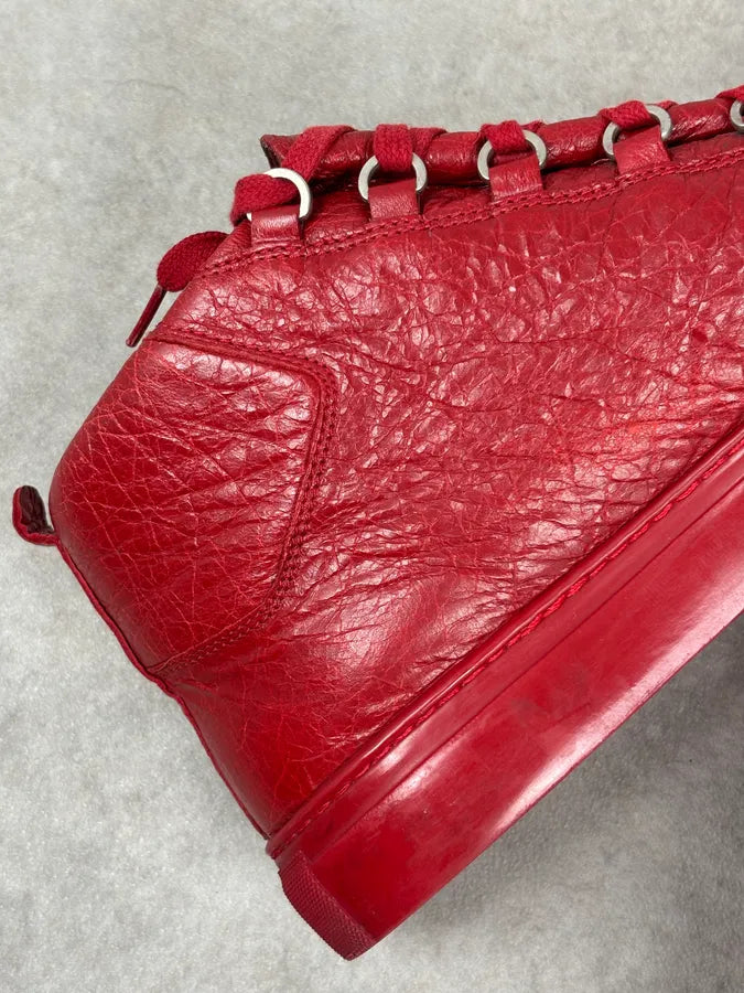Balenciaga Red Cracked Leather Arena High Sneakers ntQwjOt 10