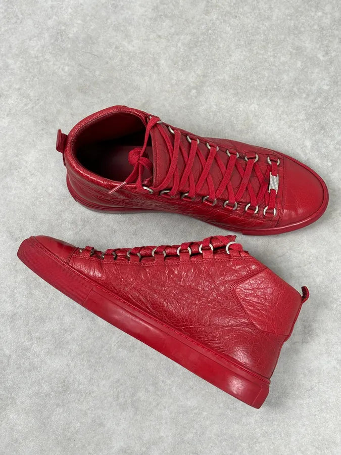 Balenciaga Red Cracked Leather Arena High Sneakers ntQwjOt 9