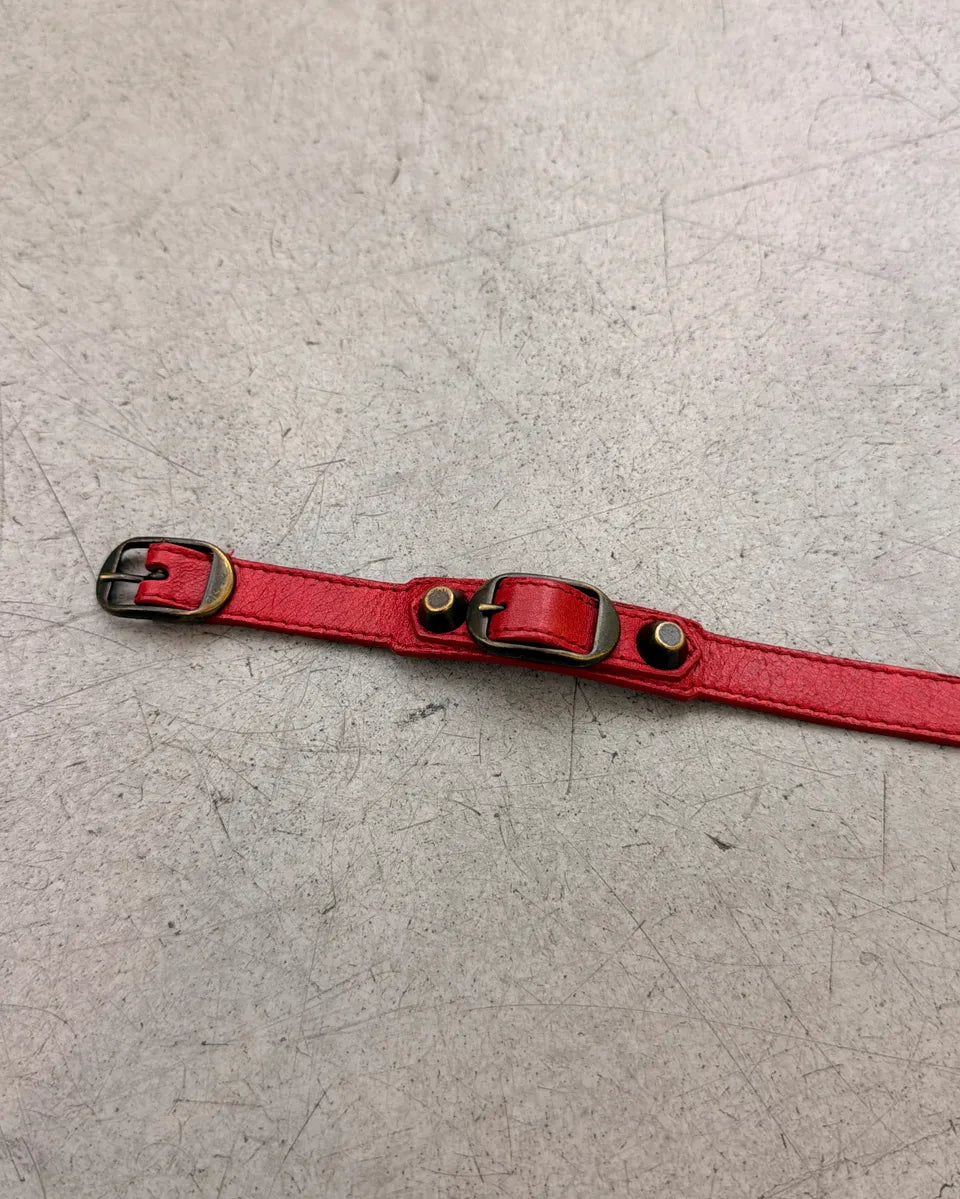 Balenciaga Red Leather Armband Studded Bracelet csKAzhq 2