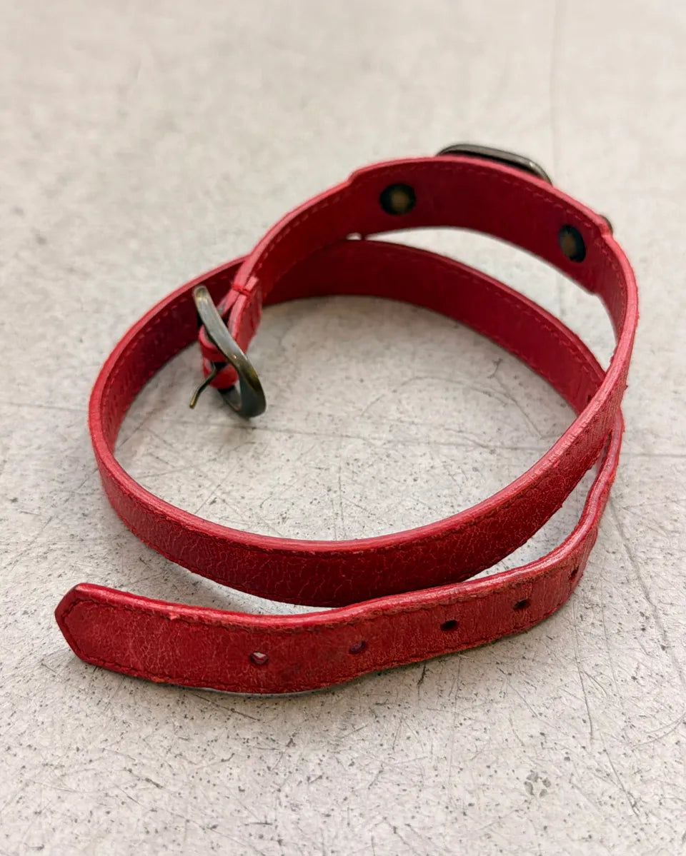 Balenciaga Red Leather Armband Studded Bracelet csKAzhq 4