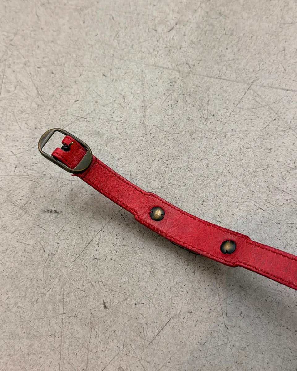 Balenciaga Red Leather Armband Studded Bracelet csKAzhq 6