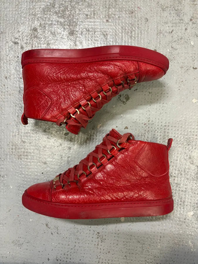 Balenciaga Arena Red High Leather Sneakers mDpOZRs 4