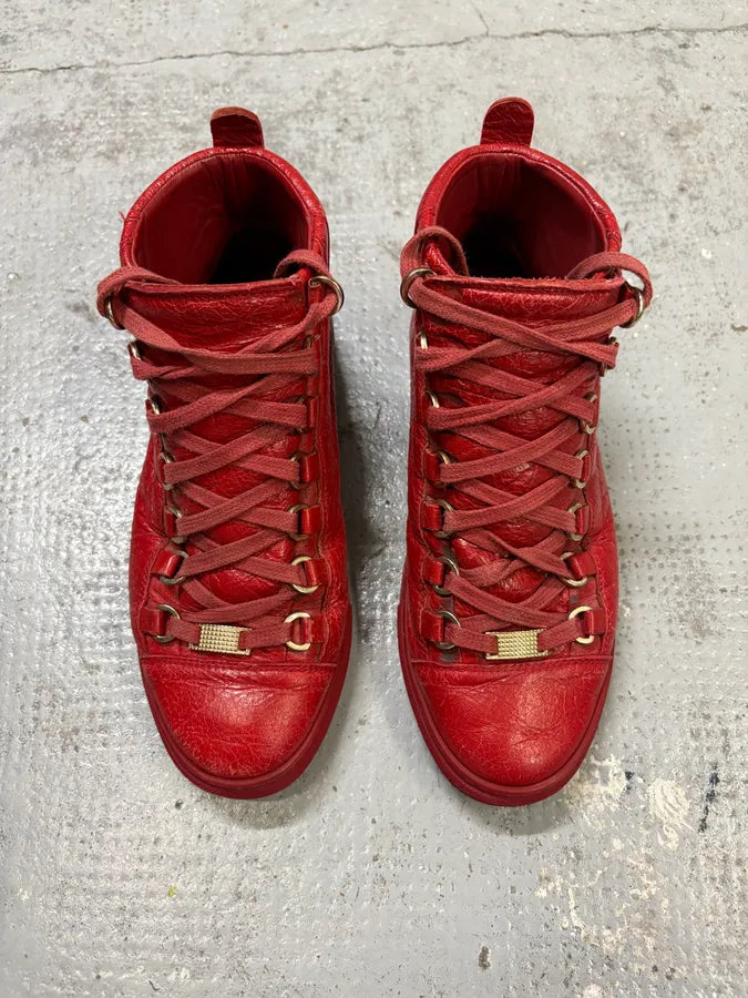 Balenciaga Arena Red High Leather Sneakers mDpOZRs 1
