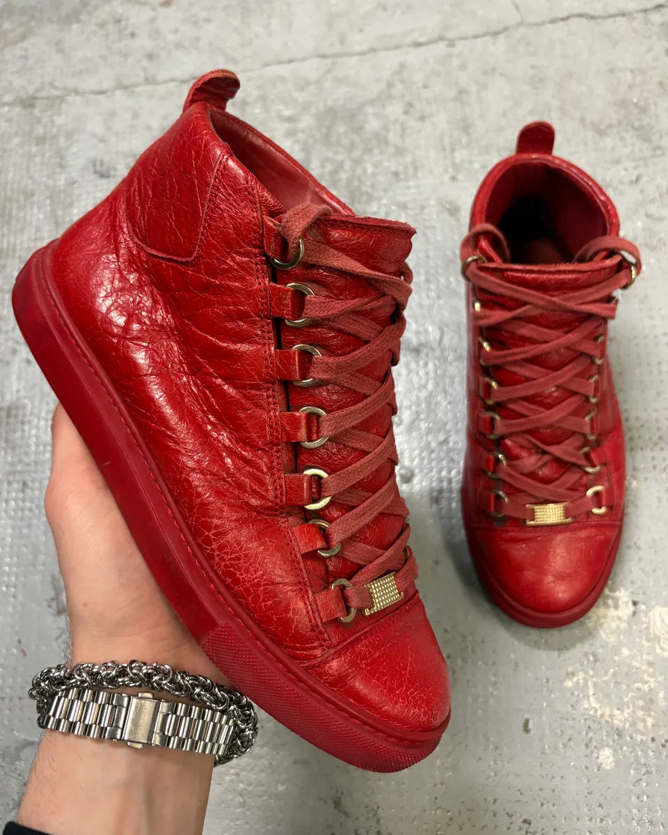 Balenciaga Arena Red High Leather Sneakers mDpOZRs 0
