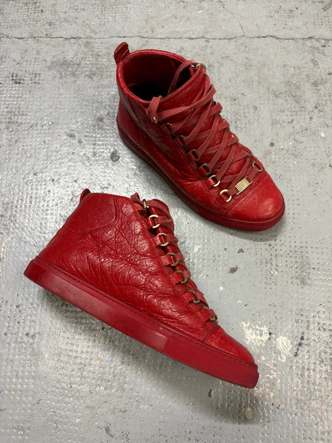 Balenciaga Arena Red High Leather Sneakers mDpOZRs 2