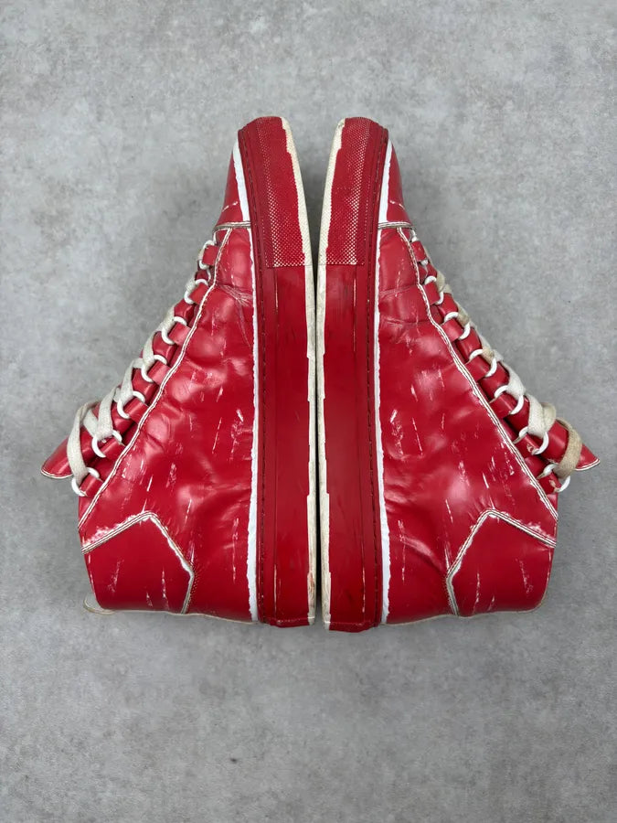 Balenciaga Red & White Leather High Sneakers LcsOUjs 5