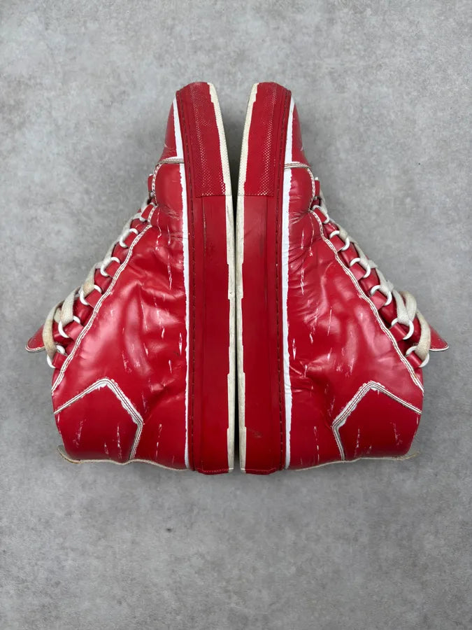 Balenciaga Red & White Leather High Sneakers LcsOUjs 4