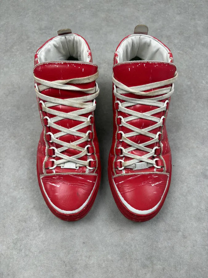Balenciaga Red & White Leather High Sneakers LcsOUjs 1