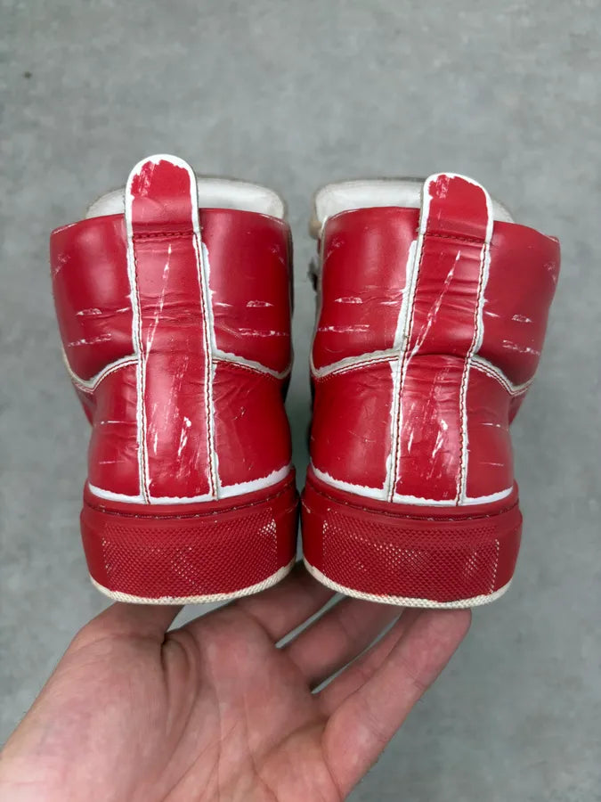 Balenciaga Red & White Leather High Sneakers LcsOUjs 6