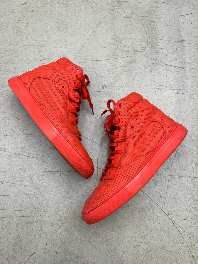 Balenciaga Red Mesh Perforated High-Top Sneakers hjFKwUm 1