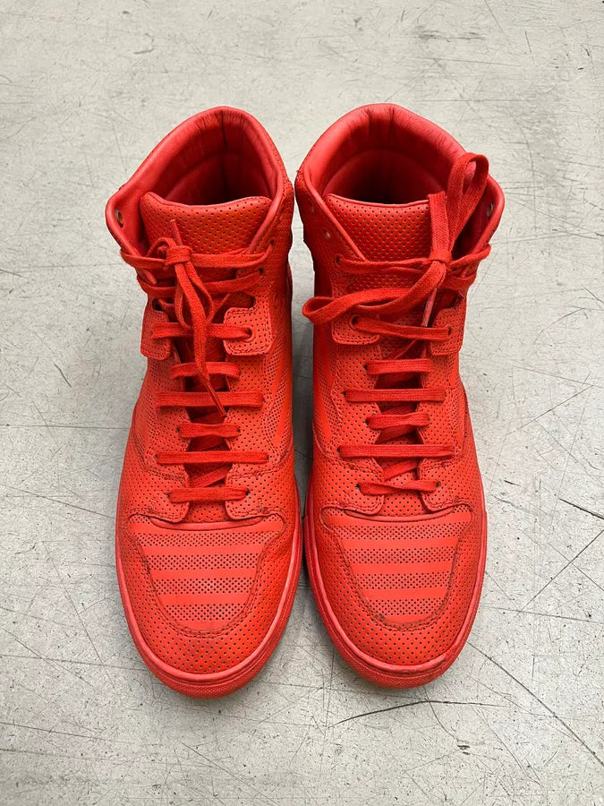 Balenciaga Red Mesh Perforated High-Top Sneakers hjFKwUm 3