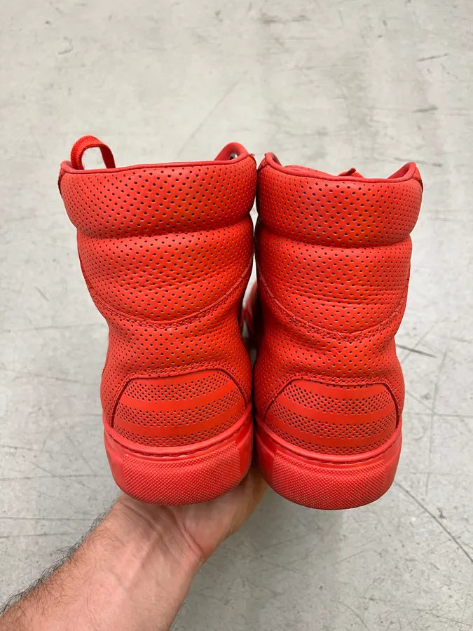 Balenciaga Red Mesh Perforated High-Top Sneakers hjFKwUm 4