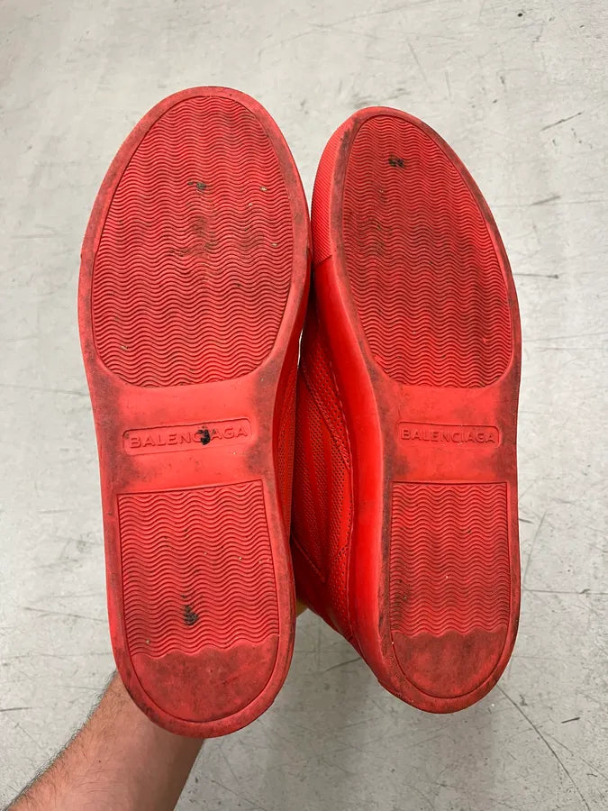 Balenciaga Red Mesh Perforated High-Top Sneakers hjFKwUm 5