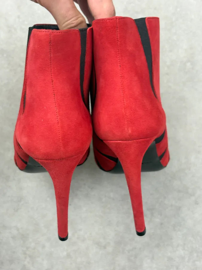 Balenciaga Red Suede Contrast Heels dVsPutv 6