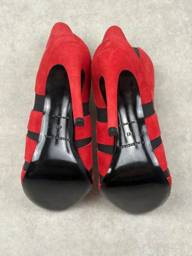 Balenciaga Red Suede Contrast Heels dVsPutv 7