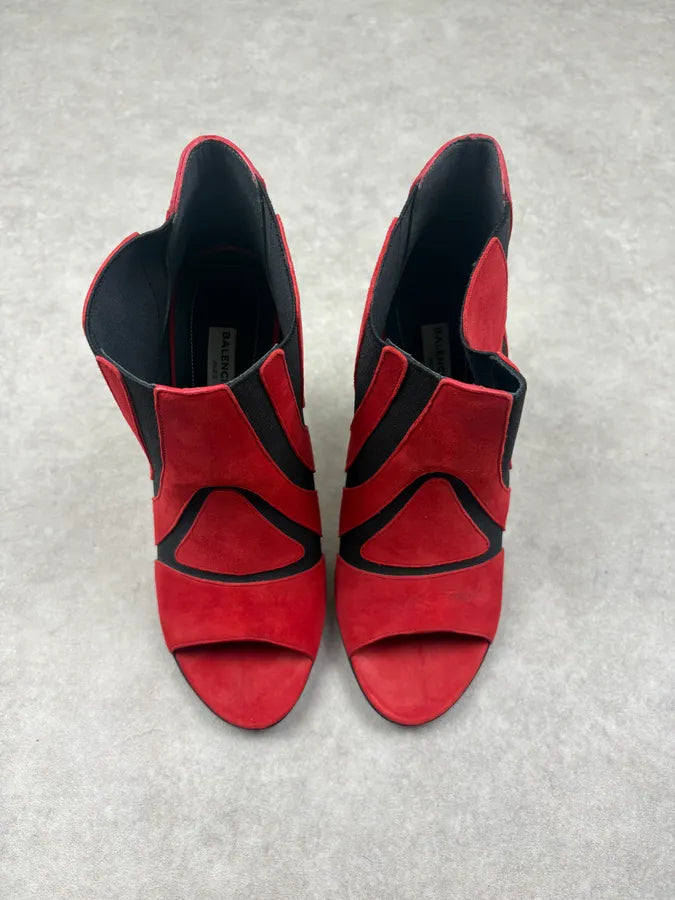 Balenciaga Red Suede Contrast Heels dVsPutv 1
