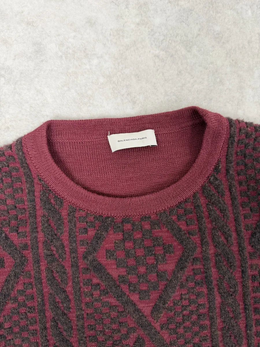 Balenciaga Red Two Tone Sweater MVrjwOx 7