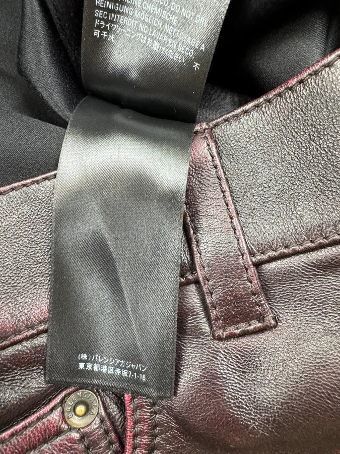 AW2018 Balenciaga Red & Black Leather Pants EKnmJyv 12