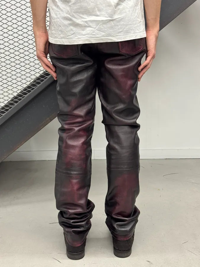 AW2018 Balenciaga Red & Black Leather Pants EKnmJyv 2