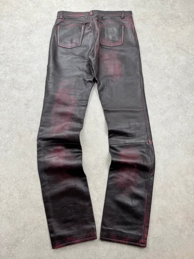 AW2018 Balenciaga Red & Black Leather Pants EKnmJyv 5