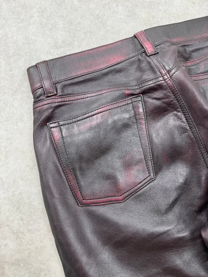 AW2018 Balenciaga Red & Black Leather Pants EKnmJyv 9