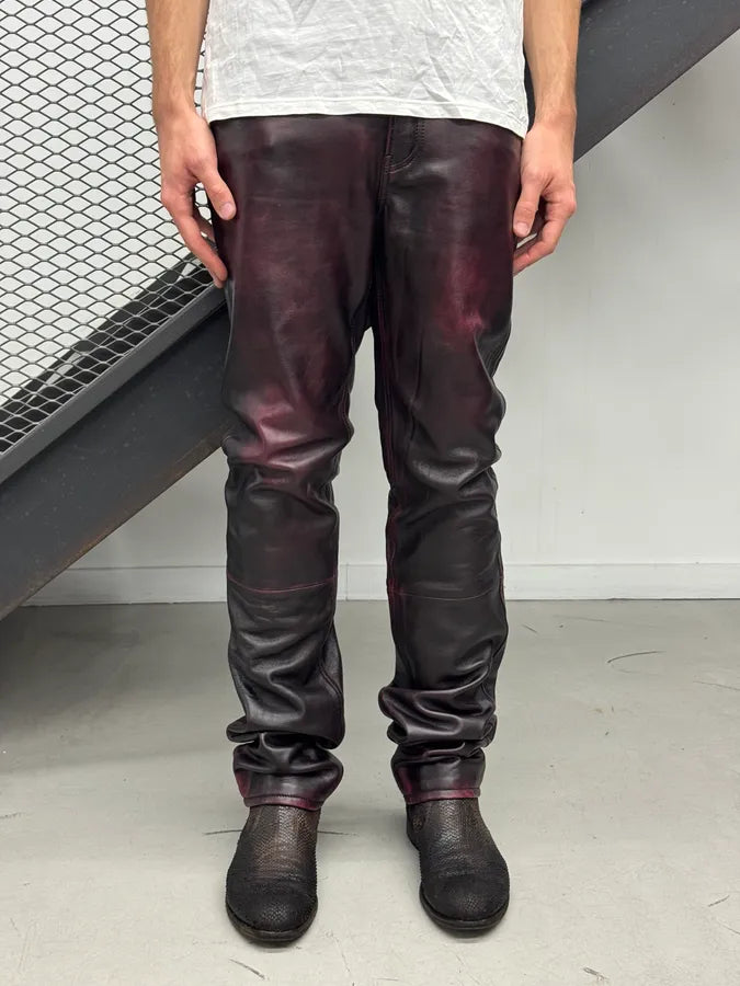 AW2018 Balenciaga Red & Black Leather Pants EKnmJyv 0