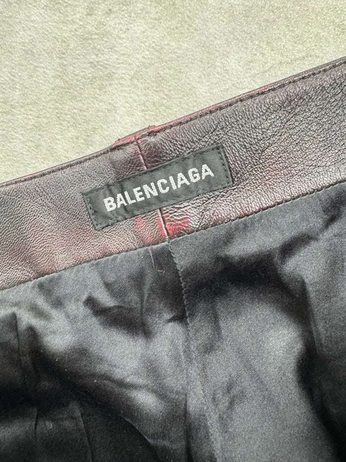 AW2018 Balenciaga Red & Black Leather Pants EKnmJyv 8