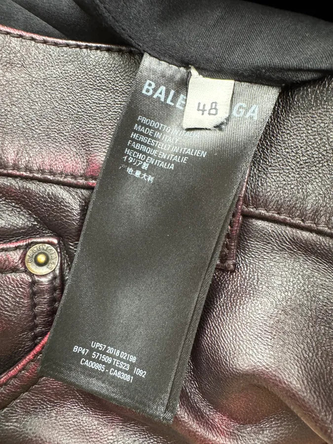 AW2018 Balenciaga Red & Black Leather Pants EKnmJyv 10