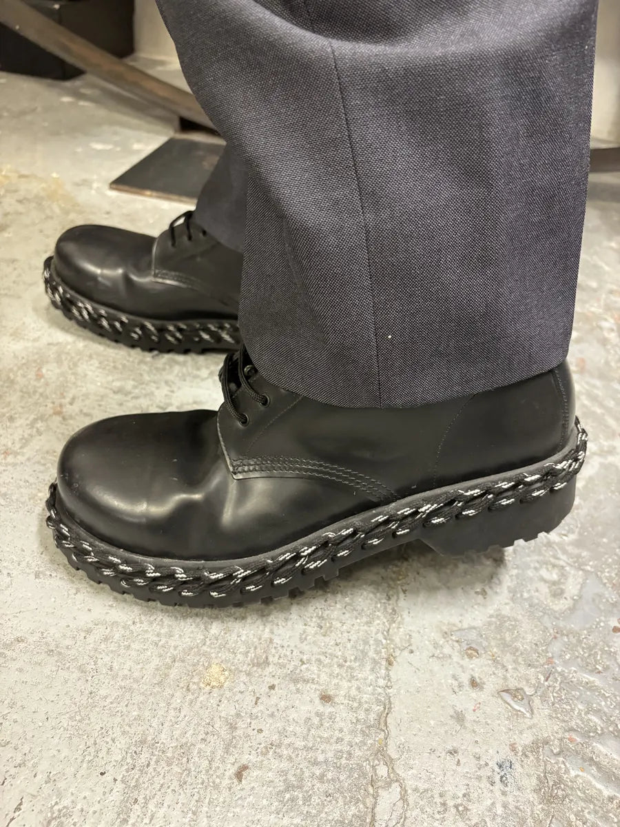 Balenciaga Rope Combat Leather Black Boots gJgkPEE 0