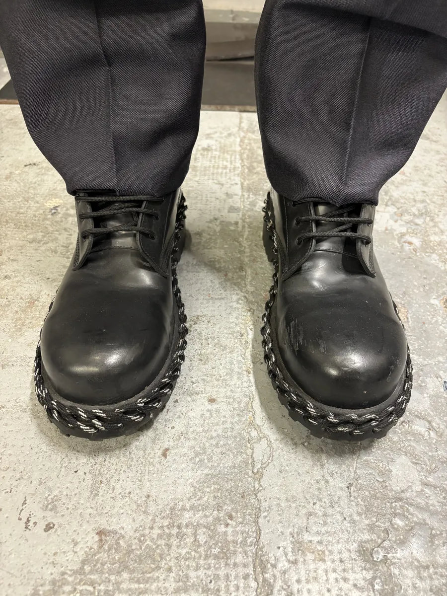 Balenciaga Rope Combat Leather Black Boots gJgkPEE 1