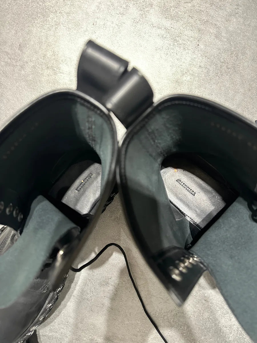 Balenciaga Rope Combat Leather Black Boots gJgkPEE 10