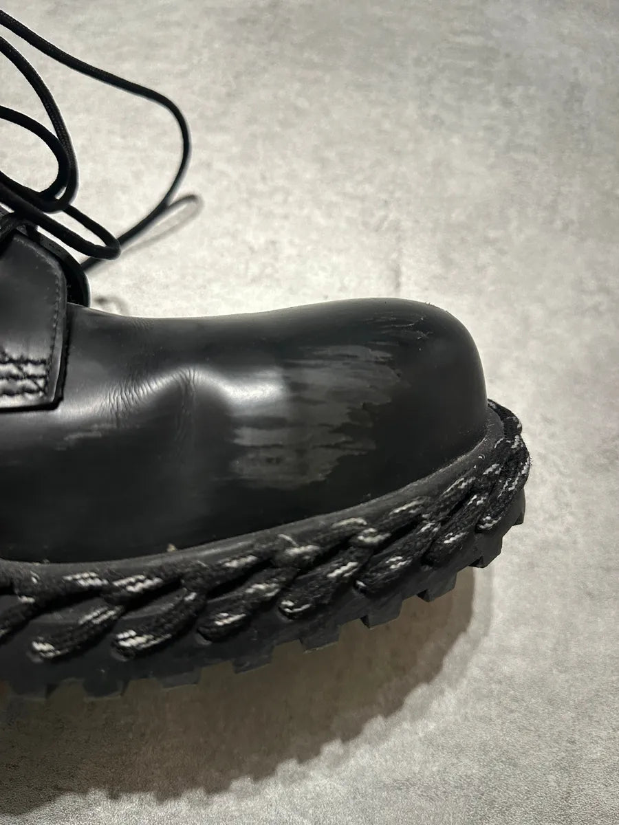 Balenciaga Rope Combat Leather Black Boots gJgkPEE 11