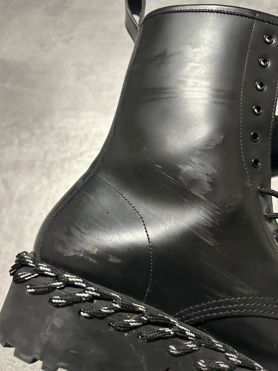 Balenciaga Rope Combat Leather Black Boots gJgkPEE 12