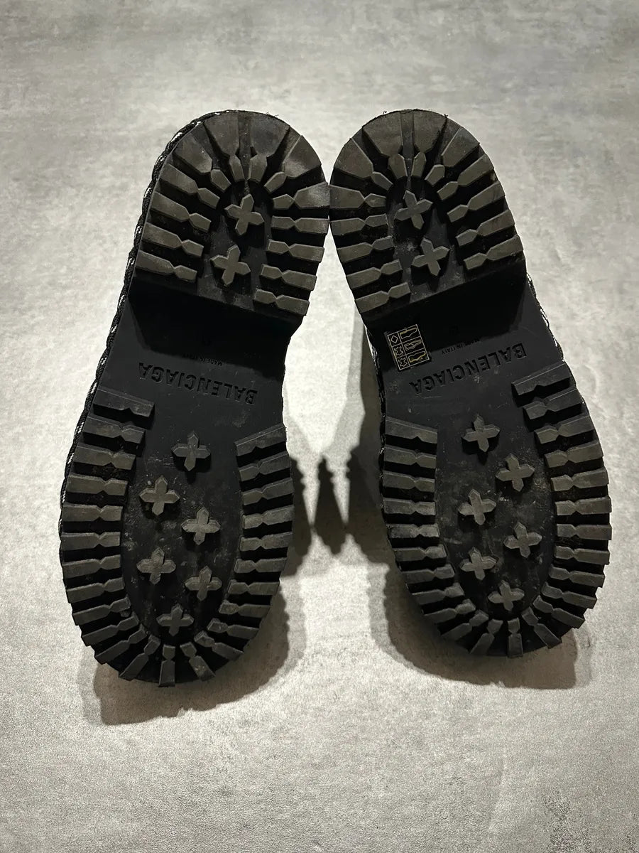 Balenciaga Rope Combat Leather Black Boots gJgkPEE 3