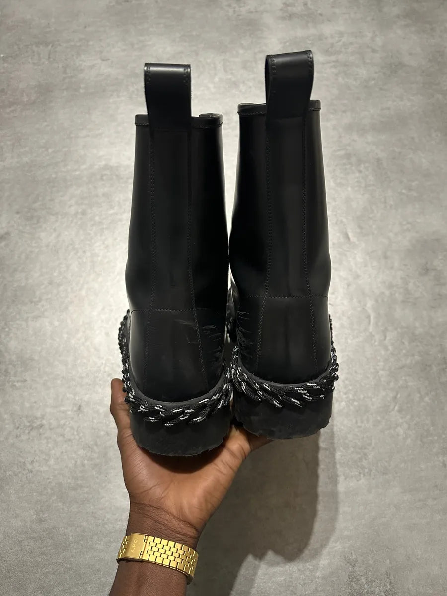 Balenciaga Rope Combat Leather Black Boots gJgkPEE 4