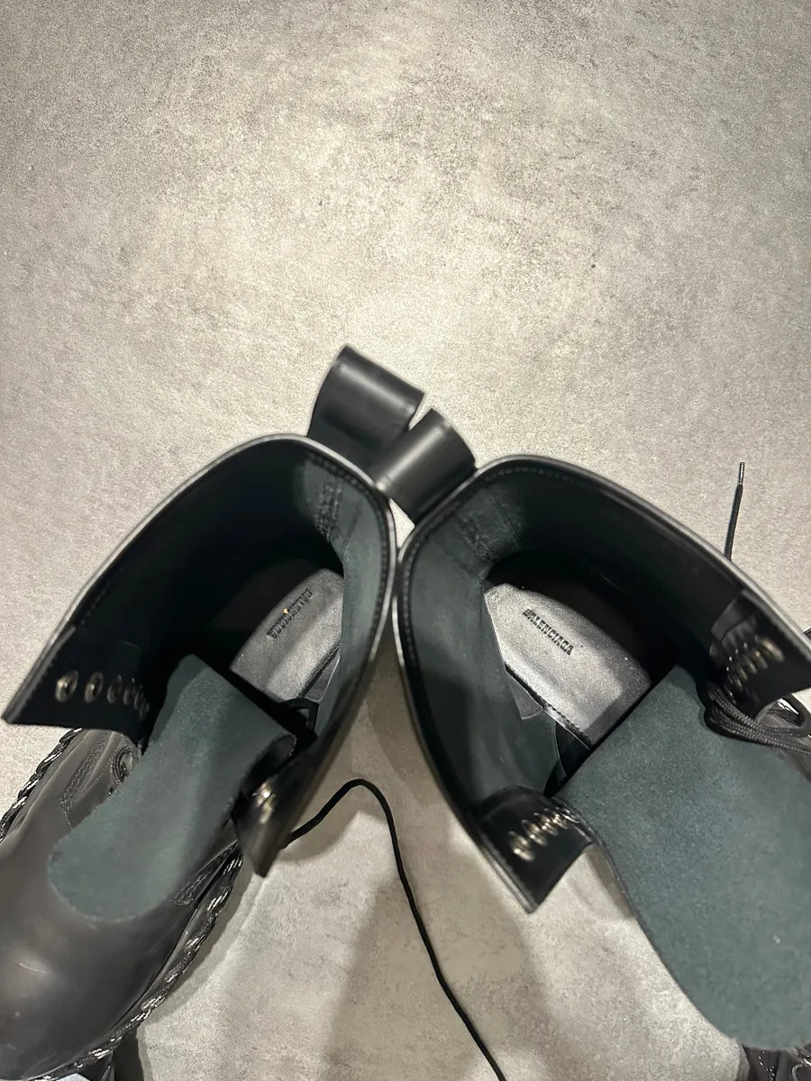 Balenciaga Rope Combat Leather Black Boots gJgkPEE 5