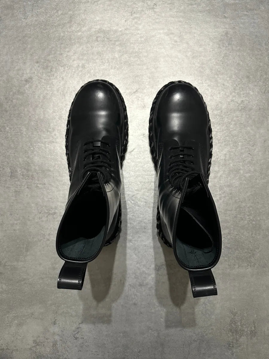 Balenciaga Rope Combat Leather Black Boots gJgkPEE 9