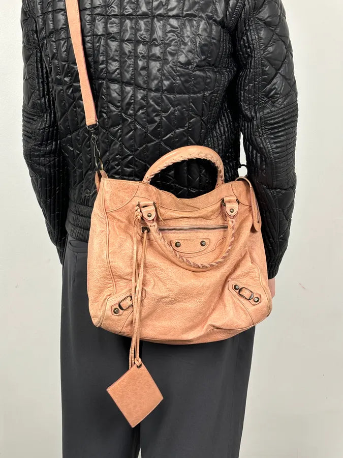 Balenciaga City Rose Leather Work Handle Bag TmsQOuS 3