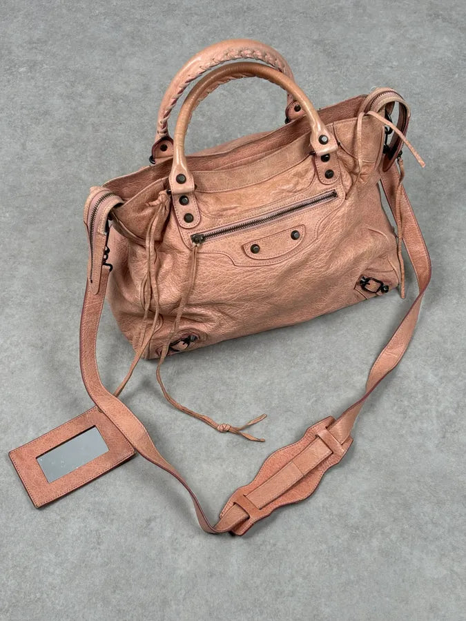Balenciaga City Rose Leather Work Handle Bag TmsQOuS 0