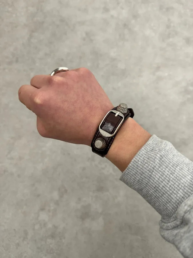 Balenciaga Studded Bordeaux Leather Bracelet BdnOKzR 0