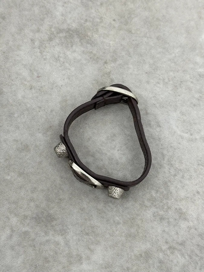 Balenciaga Studded Bordeaux Leather Bracelet BdnOKzR 1