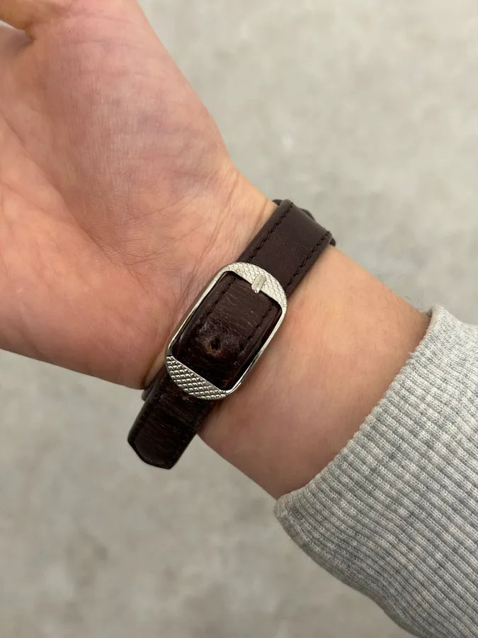Balenciaga Studded Bordeaux Leather Bracelet BdnOKzR 3