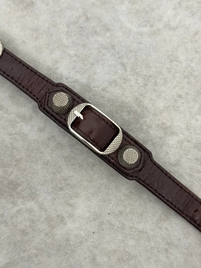 Balenciaga Studded Bordeaux Leather Bracelet BdnOKzR 4