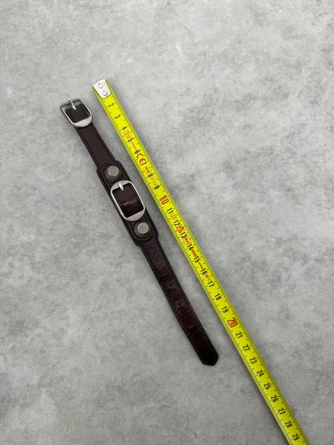 Balenciaga Studded Bordeaux Leather Bracelet BdnOKzR 6