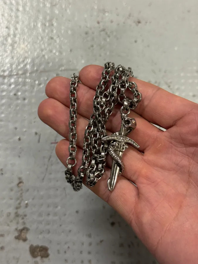 Balenciaga Sword Knight Goth Snake Pendant Necklace pLKrlIS 2