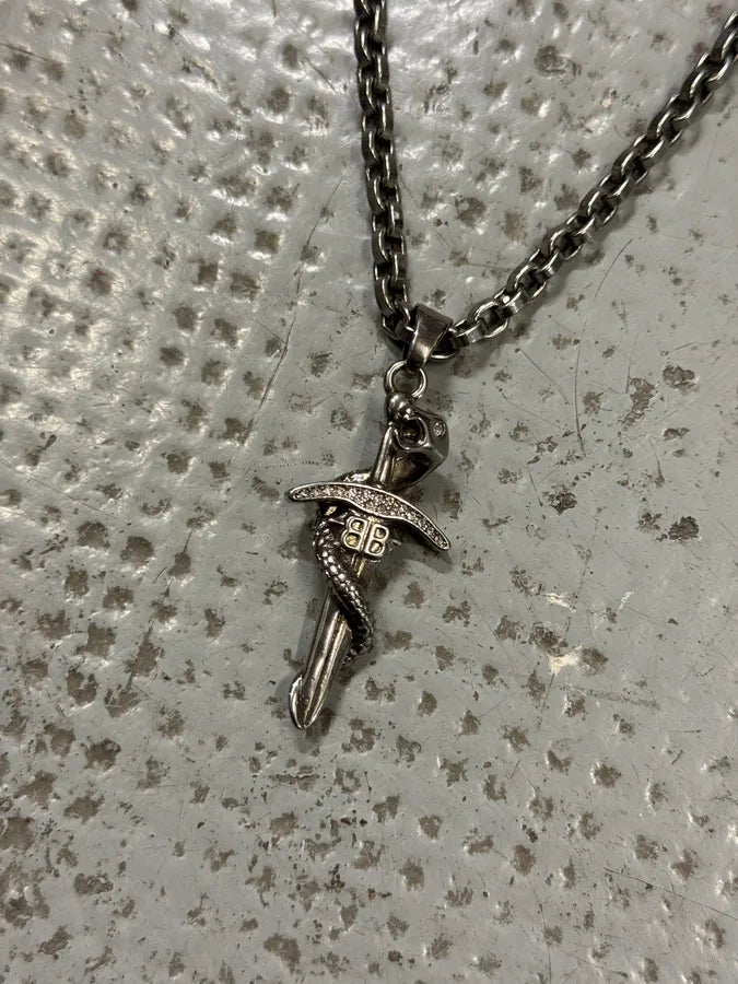 Balenciaga Sword Knight Goth Snake Pendant Necklace – Dolce Vita Hub